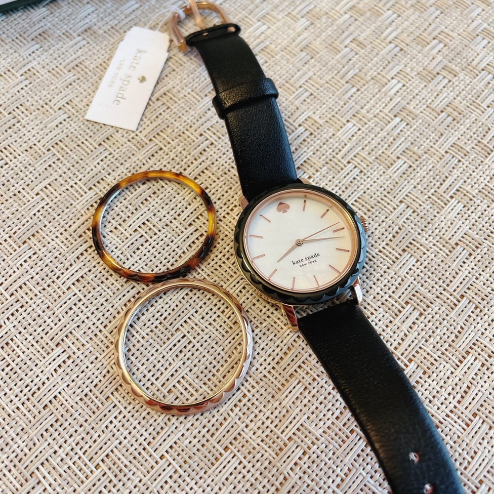 Kate Spade metro scallop matte black leather watch - Picture 7 of 11